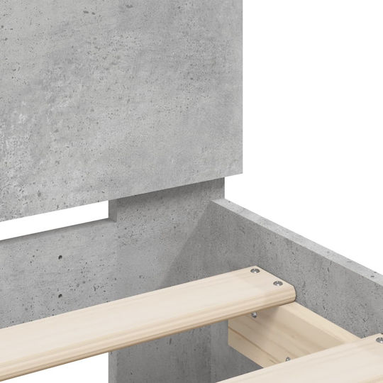 Bett Übergröße Holz Grey Concrete mit Latten für Matratze 160x200cm