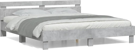 Bett Übergröße Holz Grey Concrete mit Latten für Matratze 160x200cm