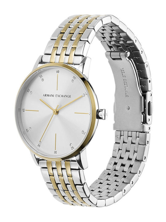 Armani Exchange Γυναικείο Ρολόι 36mm Χρονογράφος Μπαταρίας με Χρυσό Μεταλλικό Μπρασελέ