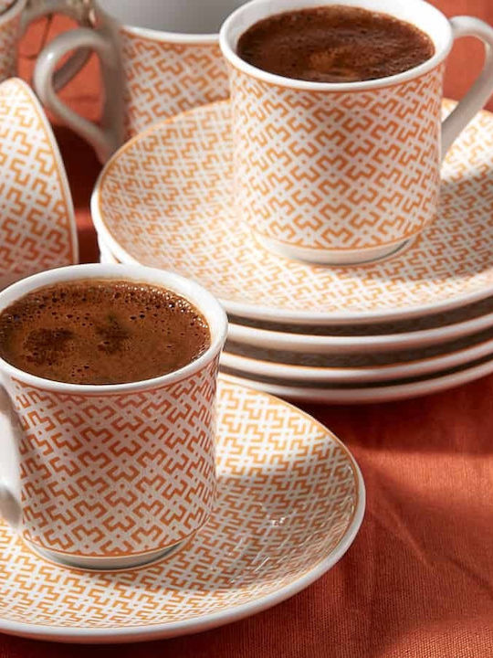 Porcelain Coffee Cup Set 70ml Orange 6pcs