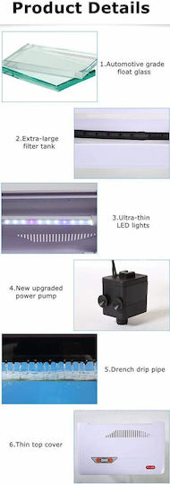 Led Fish Aquarium Capacity 40lt with Filter and 48x44x44cm Black