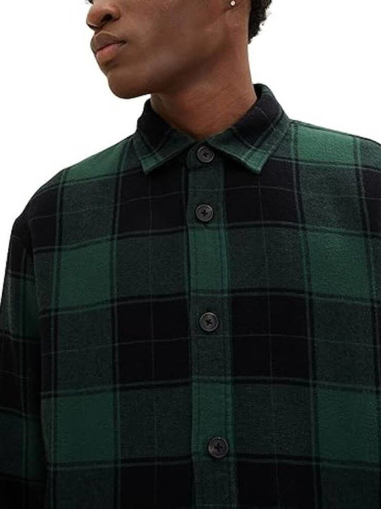 Tom Tailor Men's Shirt Long Sleeve Cotton Checked Green