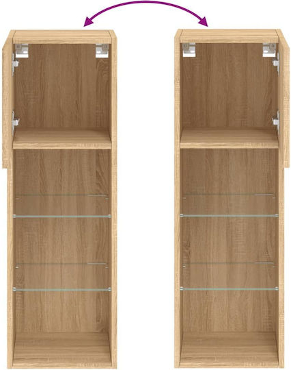 Cabinets Wall 2pcs 30.5x30x90cm Coffee