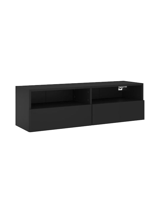 TV Stand Wooden Black Velvet-Black Metal L100xW30xH30cm