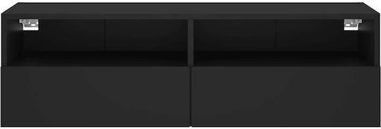 TV Stand Wooden Black Velvet-Black Metal L100xW30xH30cm