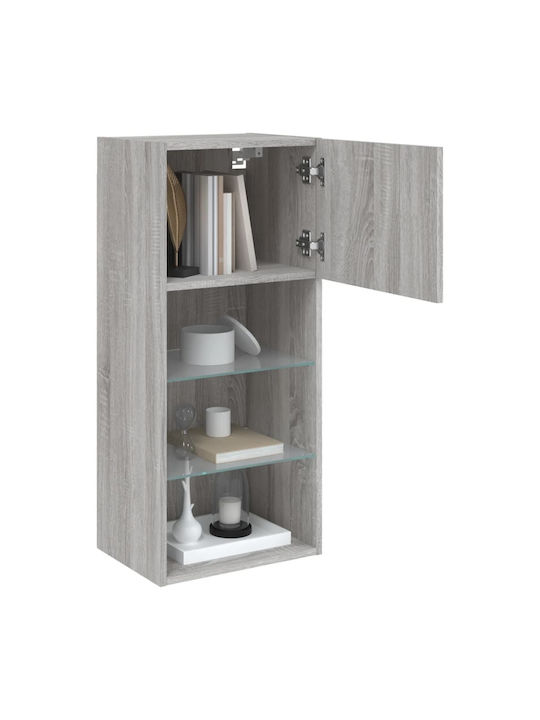Wall-Mounted Living Room Cabinet made of Particle Board with Lighting Grey Sonoma 40.5x30x90cm