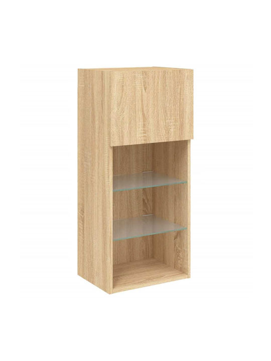 Hanging Living Room Cabinet made of Particle Board with Lighting Sonoma Oak 40.5x30x90cm