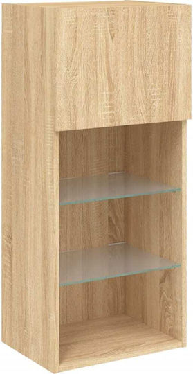 Hängeschrank fürs Wohnzimmer aus Spanplatte in Sonoma-Eiche mit LED-Beleuchtung 40.5x30x90cm