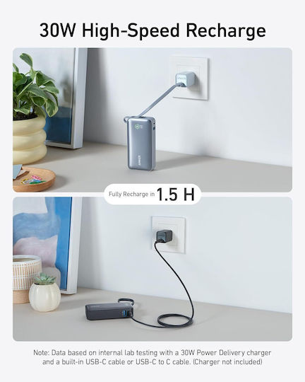 Anker Nano 545 Power Bank 10000mAh 30W με Θύρα USB-A και Θύρα USB-C Power Delivery Μαύρο