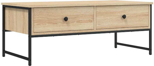 Rectangular Central Wooden Coffee Table with Drawers Sonoma Oak M101xW49xH39.5cm