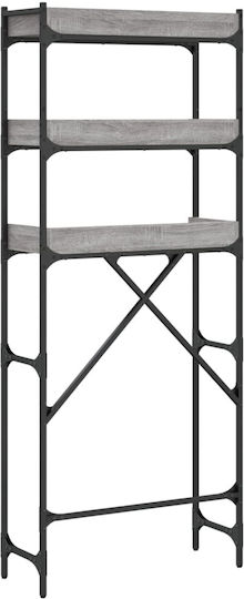 vidaXL Floor Bathroom Shelf Wooden with 3 Shelves 67x25x163cm Gray