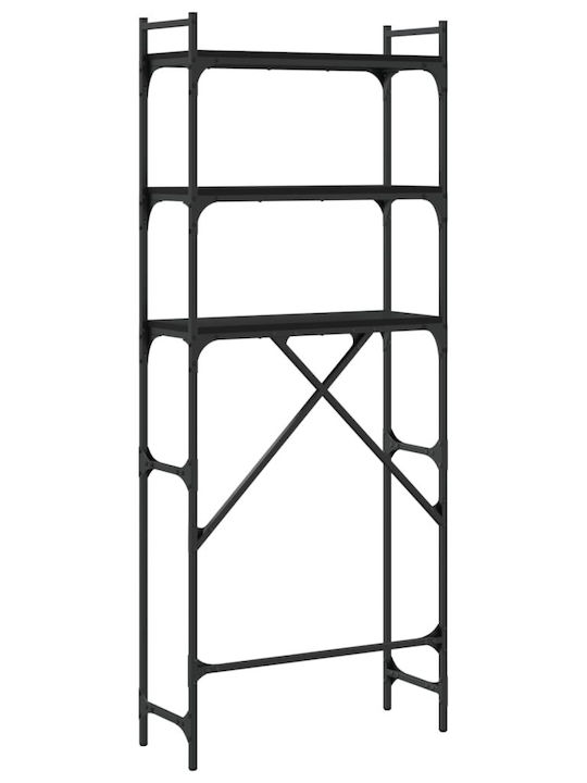 vidaXL Rafturi de baie Raft Baie Lemn cu 3 Rafturi 67x25x163cm Neagră