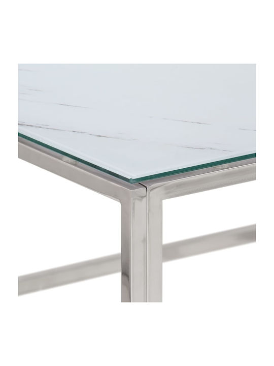 Square Central Glass Coffee Table Silver 80xWidth 80xHeight 40 cm