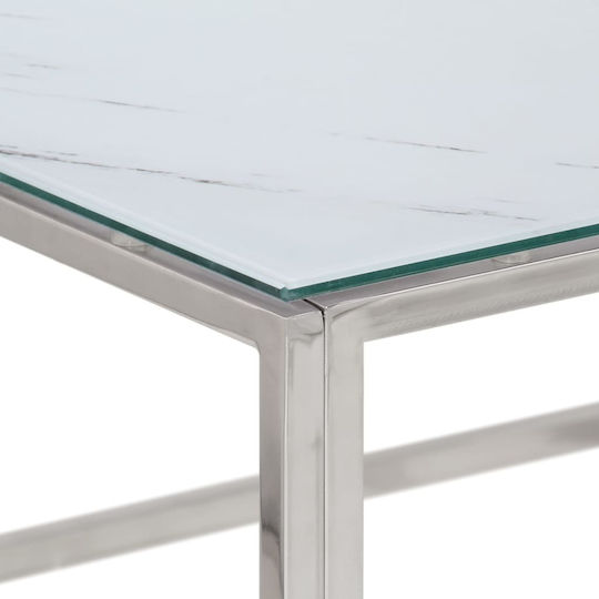 Square Central Glass Coffee Table Silver 80xWidth 80xHeight 40 cm