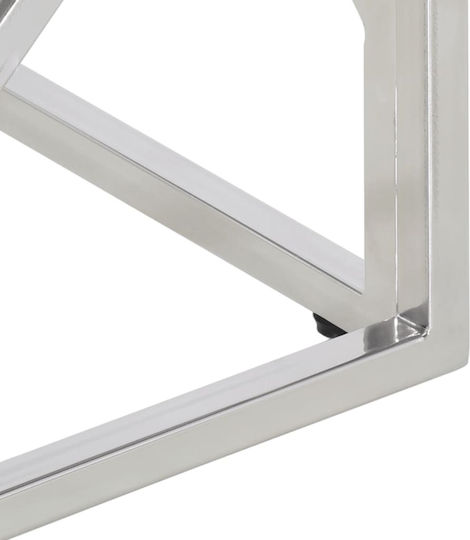 Square Central Glass Coffee Table Silver 80xWidth 80xHeight 40 cm