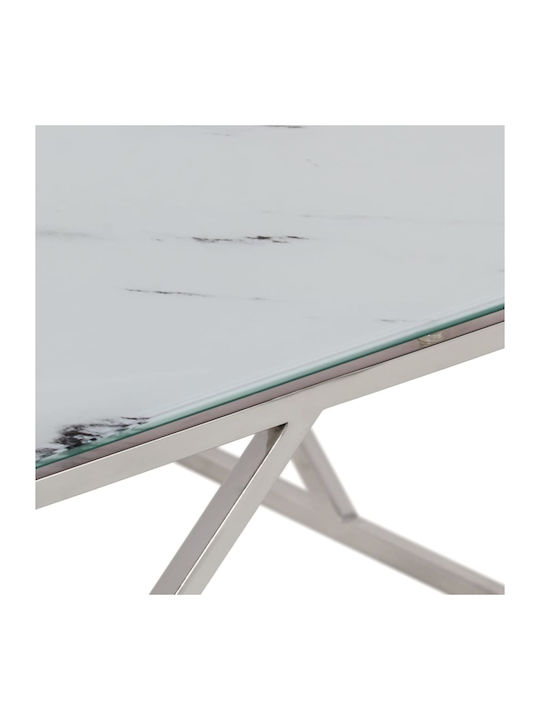 Square Central Glass Coffee Table Silver 80xWidth 80xHeight 40 cm
