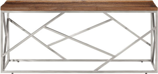 Rectangular Central Coffee Table Made of Solid Wood Silver M110xW45xH45cm