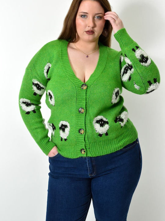 Potre Women's Knitted Cardigan with Buttons green