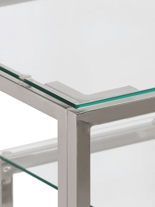 Console Table Metal with Glass Surface Silver L110xW35xH70cm