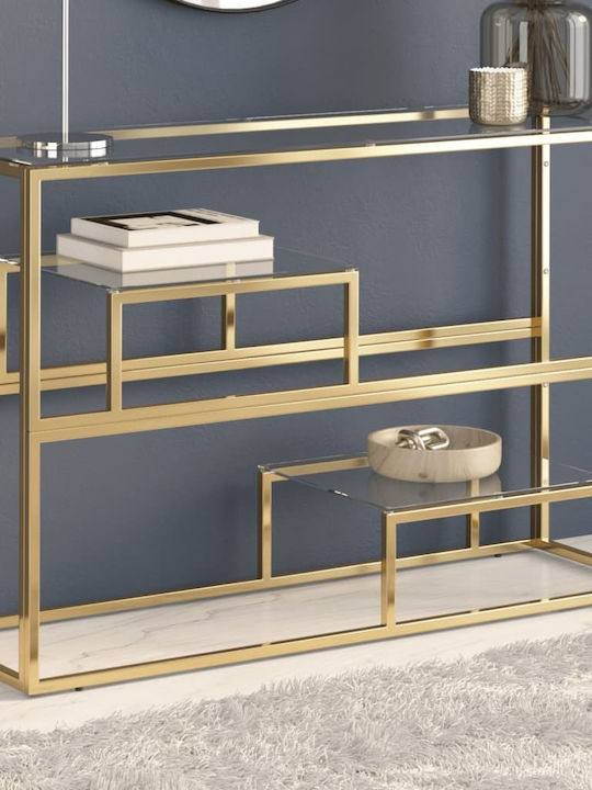 Consolă Metalică cu Suprafață din Sticlă Auriu L110xL35xH70buc