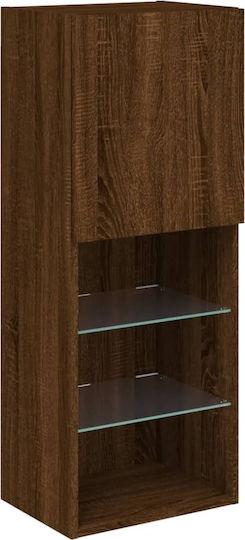 Wall-Mounted Living Room Cabinet made of Particle Board with Lighting Brown Oak 40.5x30x102cm