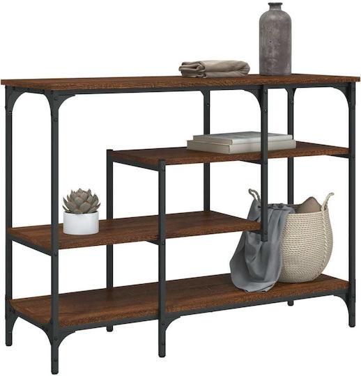 Console Table Wood & Metal Brown Oak L100xW35xH75cm