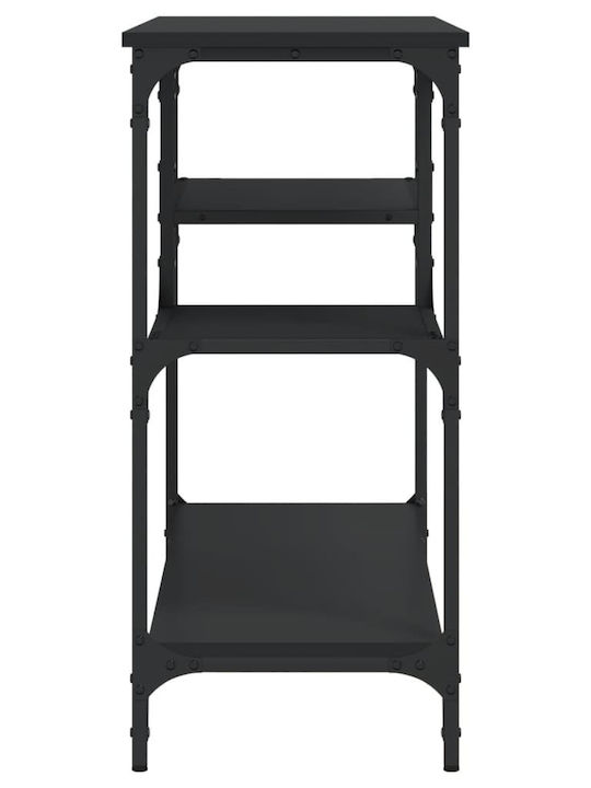 Console Table Wood & Metal Black Velvet-Black Metal L100xW35xH75cm