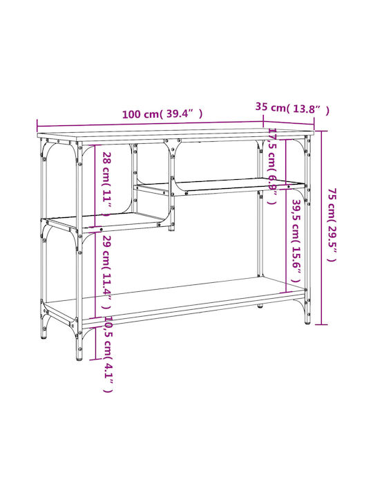 Console Table Wood & Metal Black Velvet-Black Metal L100xW35xH75cm
