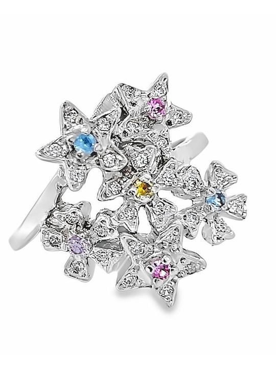 Xryseio Damen Ring mit Zirkonia aus Weißgold 14K
