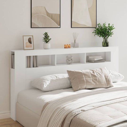 vidaXL Tăblie De Pat Din Lemn Albă 200x103.5cm