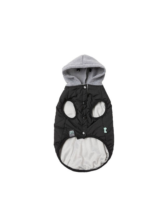 Fuzzyard Hundemantel Kapuzen Schwarz mit Rückenlänge 40 cm.