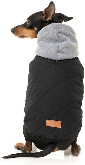 Fuzzyard Hundemantel Kapuzen Schwarz mit Rückenlänge 40 cm.