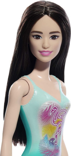 Barbie Beach & Swimsuit Doll Black Hair, Wearing Tropical Blue for 3+ years+ Years 29cm