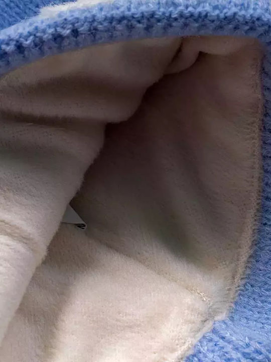 Kinder Mütze Set Gestrickt Hellblau