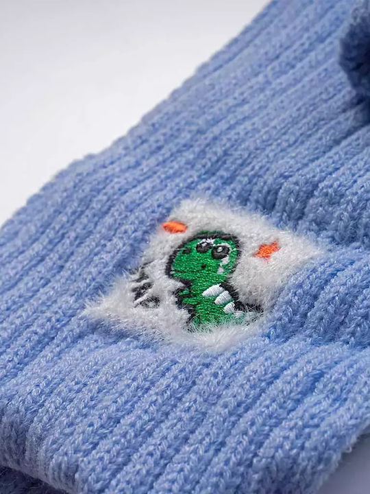 Kinder Mütze Set Gestrickt Hellblau