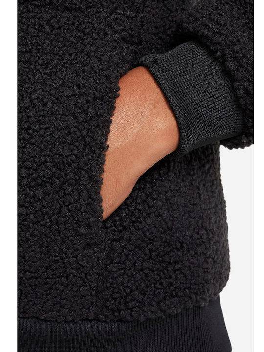 Sportlich Kinderstrickjacke Fleece mit Kapuze Schwarz Sportswear Club