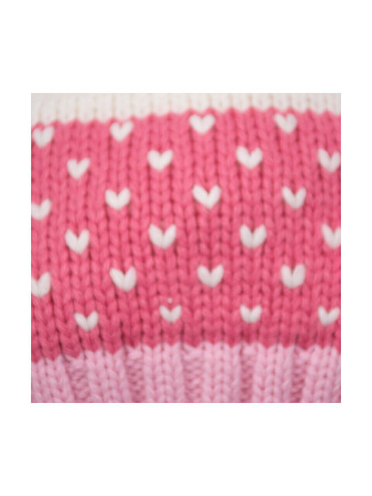 Kitti Kids Beanie Set with Gloves Knitted Pink-Grey