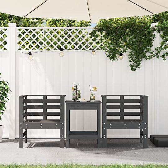 Outdoor-Sessel Hölzernes Gray 2Stück 61.5x53x71εκ.
