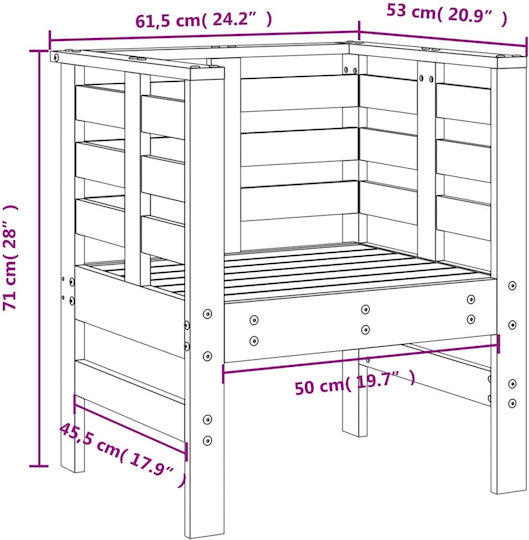 Outdoor-Sessel Hölzernes Gray 2Stück 61.5x53x71εκ.