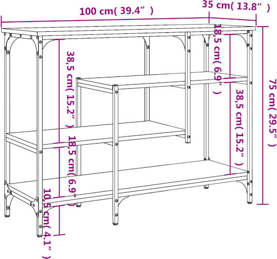 Console Table Wood & Metal Sonoma Δρυς L100xW35xH75cm