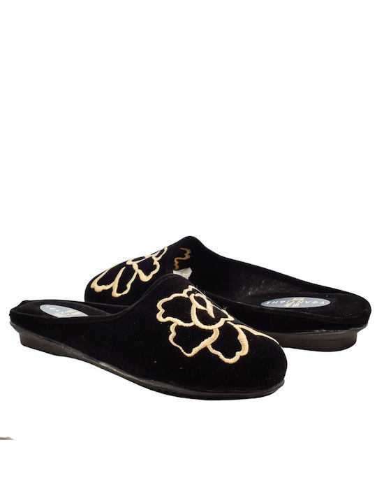 Yfantidis Winter Women's Slippers in Black color