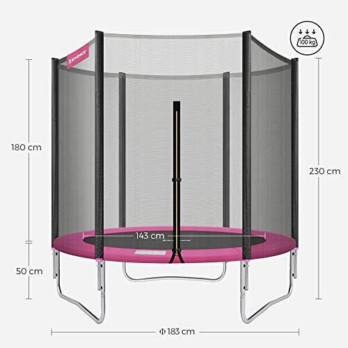 Songmics Trambulină Pentru Copii Diametru 30.48 cm cu Net Roz