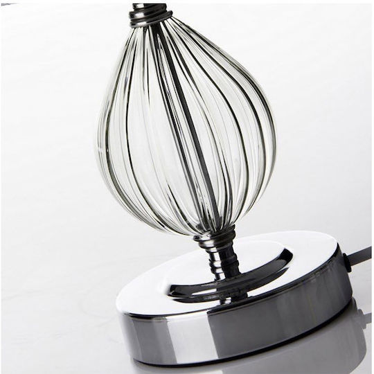Bakaji Metal Lampă de masă pentru Soclu E14 cu Abajur Gri și Bază