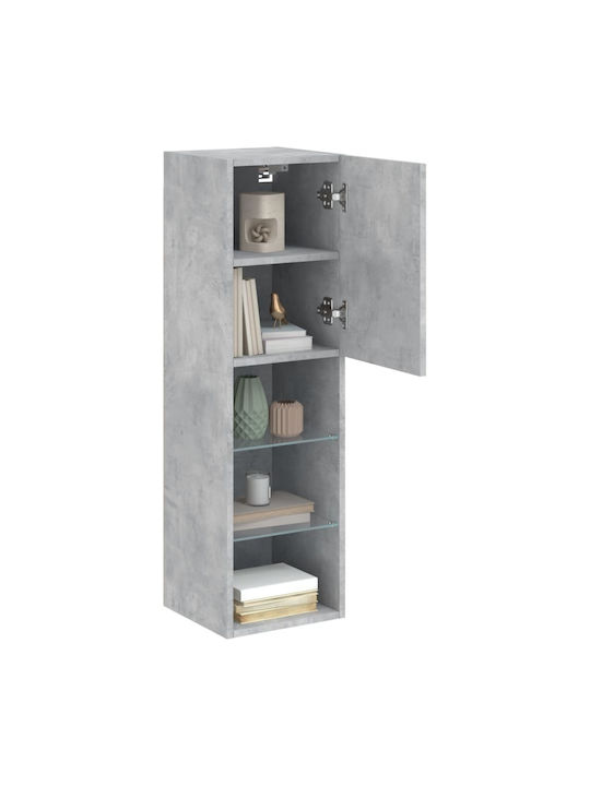 Hängendes Wohnzimmer Nischenschrank aus Spanplatte mit Beleuchtung Grau Beton 30.5x30x102cm
