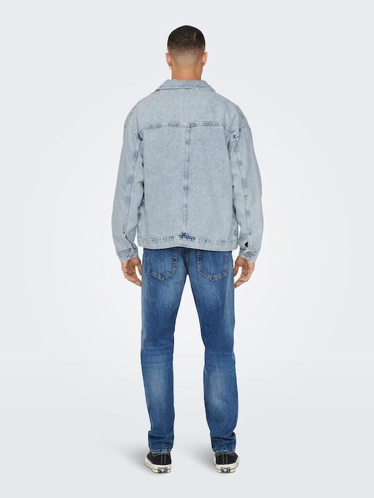 Only & Sons Geacă pentru bărbați de iarnă Denim Light Blue