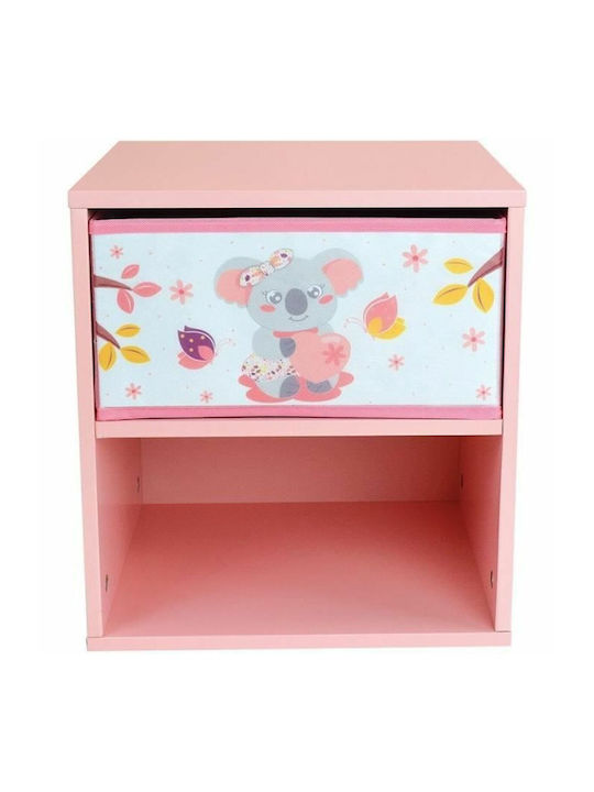 Wooden Kids Bedside Table Pink 36x33x30cm