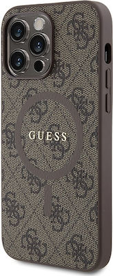 Guess 4g Collection Leather Metal Logo Magsafe Umschlag Rückseite Kunststoff Braun (iPhone 13 Pro Max)