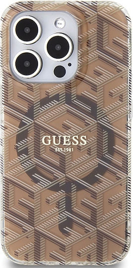 Guess Iml Gcube Magsafe Umschlag Rückseite Kunststoff Braun (iPhone 15 Pro)