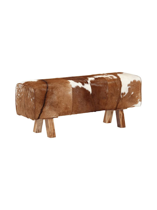 Stool Bench Stool Upholstered with Fabric Brown and white 110x30x45cm