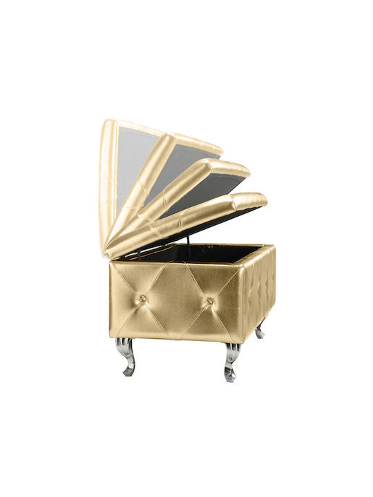 Stool Bench Stool With Storage Space Upholstered with Velvet Gold 96x46x43cm